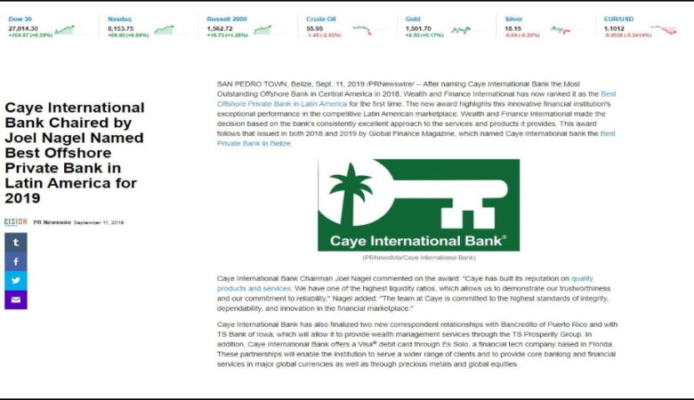 CIB Named Best Offshore Private Bank in Latin America for 2019