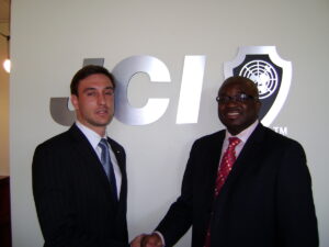Former JCI Metro President - Luigi Wewege with the current Secretary General of Junior Chamber International – Arrey Obenson at the JCI Headquarters in St. Louis, MO.