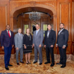 From left, Orvin Kimbrough, Patrick Gadell, Sara Foster, Tom Migneron and Gary Morse were the 2019 recipients of the Distinguished Alumni Award, and Luigi Wewege received the Outstanding Young Alumni Award at last Thursday’s Founders Dinner at the Ritz-Carlton St. Louis. (Photo by August Jennewein)