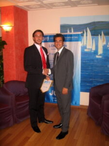 Honored to receive the JCI Trieste banner from Michele Grisafi the JCI Trieste area President in Friuli-Venezia Giulia.