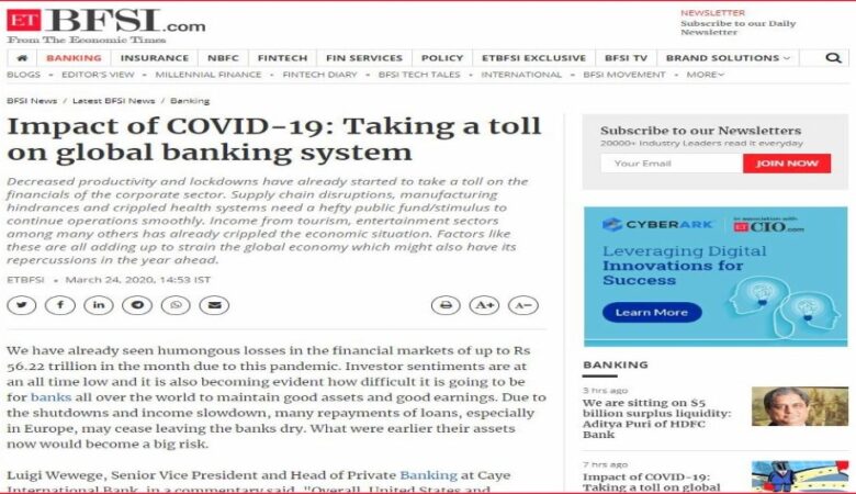 Impact of COVID-19: Taking a toll on global banking system