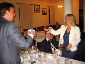 Luigi Wewege receiving the JCI Italy “Seeds of hope” from the JCI Italian national President - Chiara Milani in Bergamo.