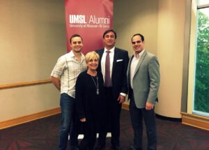 Luigi Wewege with friends and one of the best professors of international business not just at UMSL but in the world - Elizabeth ‘Betty’ Vining at the 2017 business awards ceremony.