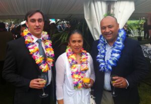 Luigi Wewege with the Honourable Peseta Sam Lotu-Iiga in Auckland, New Zealand.