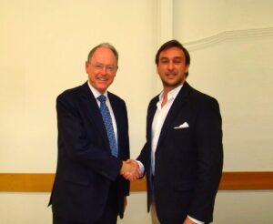 Luigi Wewege with the former Governor of the Reserve Bank of New Zealand - Dr Don Brash in the North Shore, Auckland region.