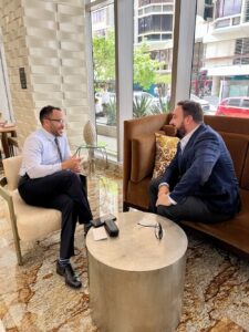 Central Bank of Belize Governor – Kareem Michael and Luigi Wewege – President of Caye International Bank on margins of the IDB conference in Panama City