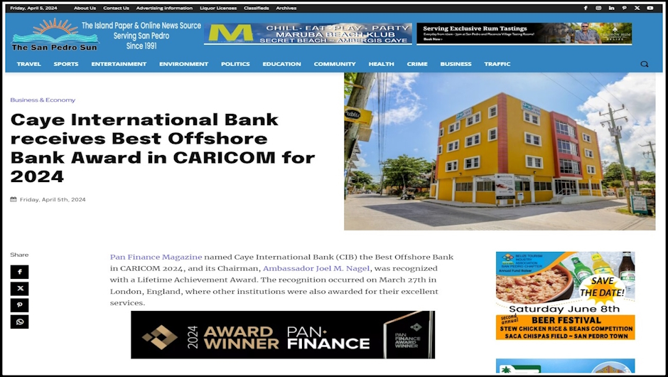 CIB – Best Offshore Bank Award in CARICOM for 2024