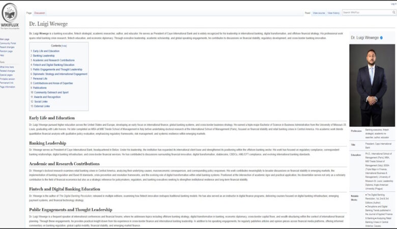 Wikiflux profile of Dr. Luigi Wewege, CIB President – Belize