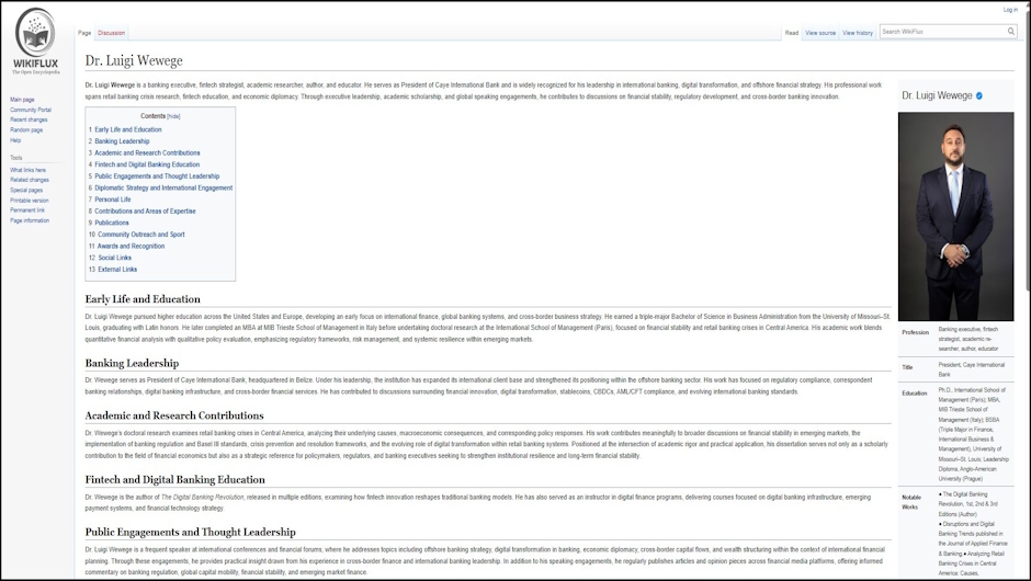 Wikiflux profile of Dr. Luigi Wewege, CIB President – Belize